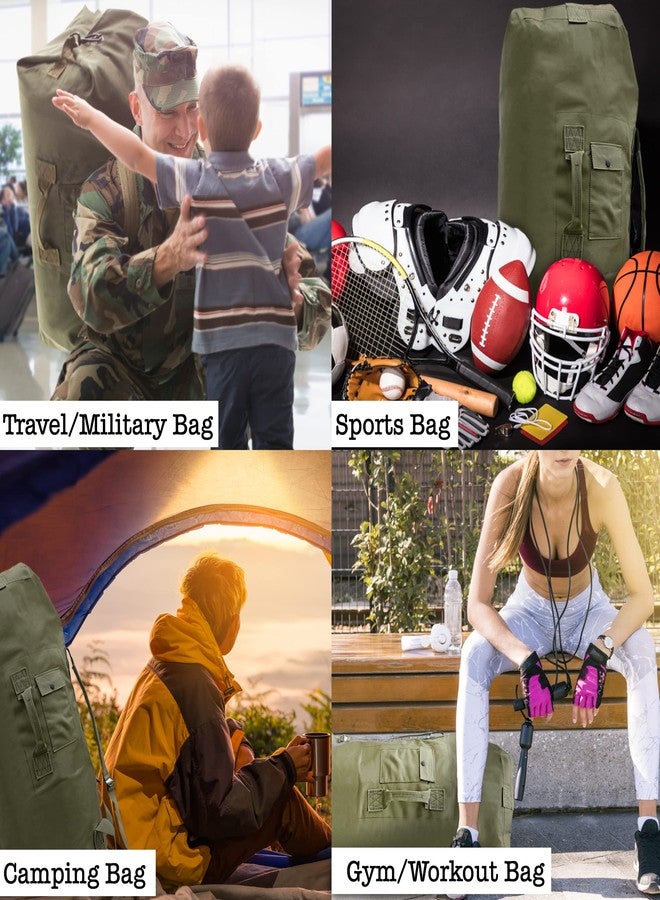 BaHoki Essentials Canvas Duffel Bag - Heavy Duty Top Load Duffel Sea Bag - Military Green Cargo Travel Bags - Image 2